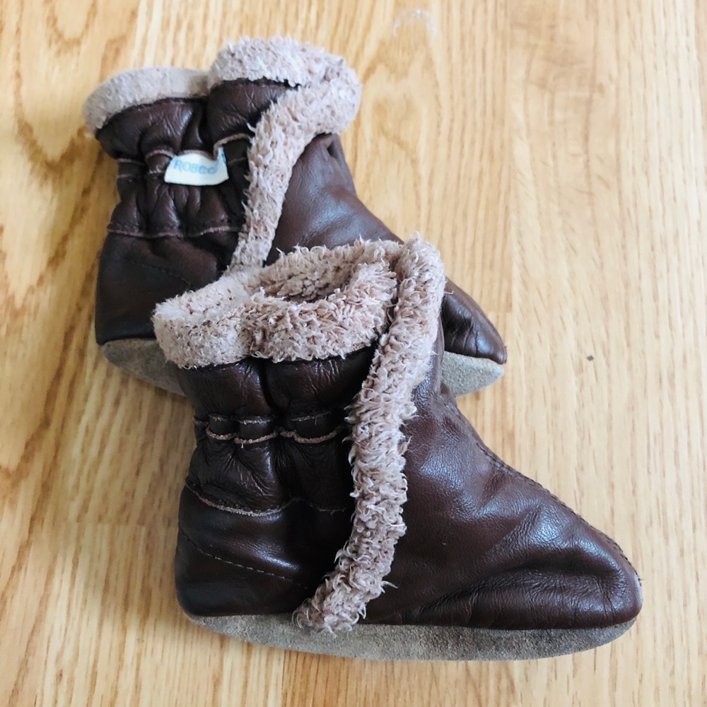Robeez Brown Leather Boots 0-6 Months